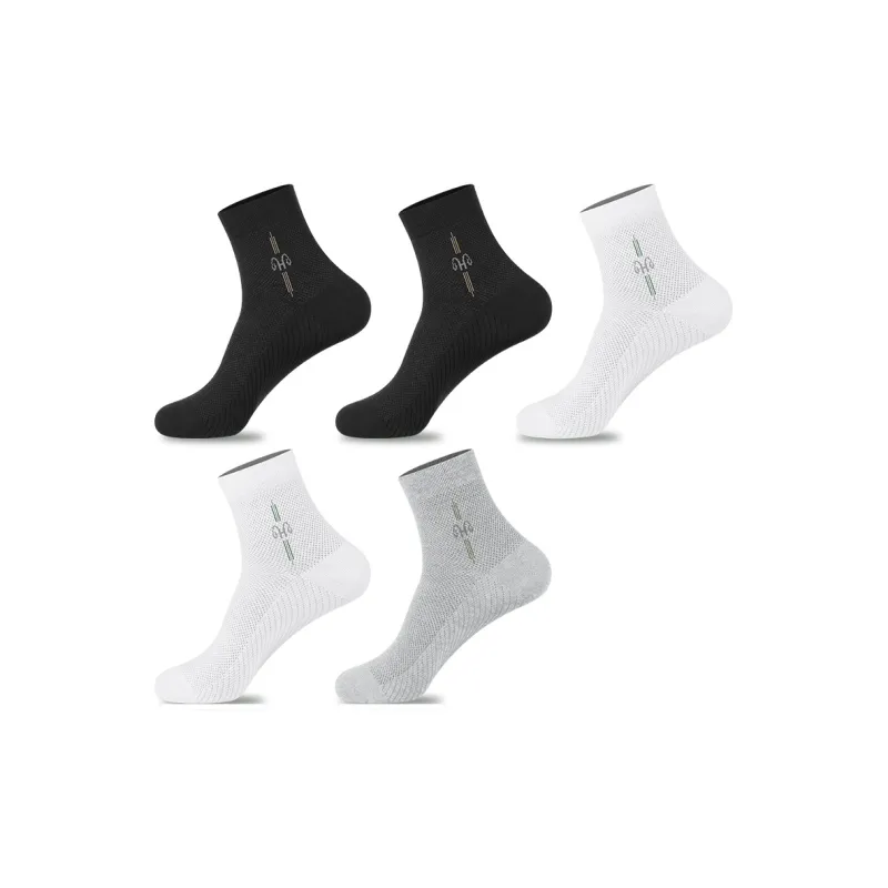 H YXIANG Mid Calf Socks Men's 5 Pack-4