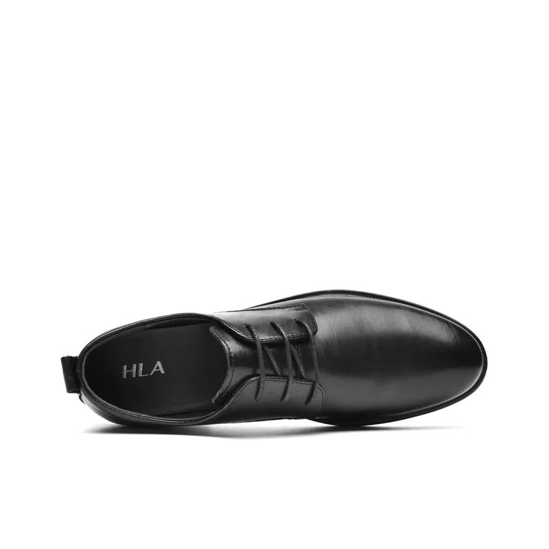HLA Dress Shoes Men Low Top Black-34