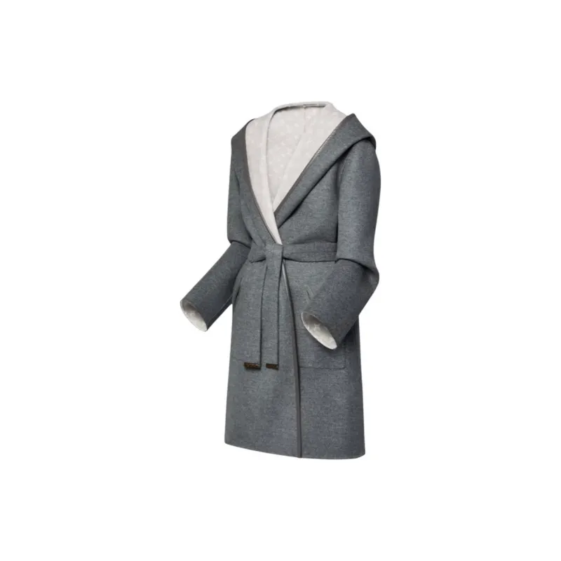LOUIS VUITTON Coat Women's Gray White-4