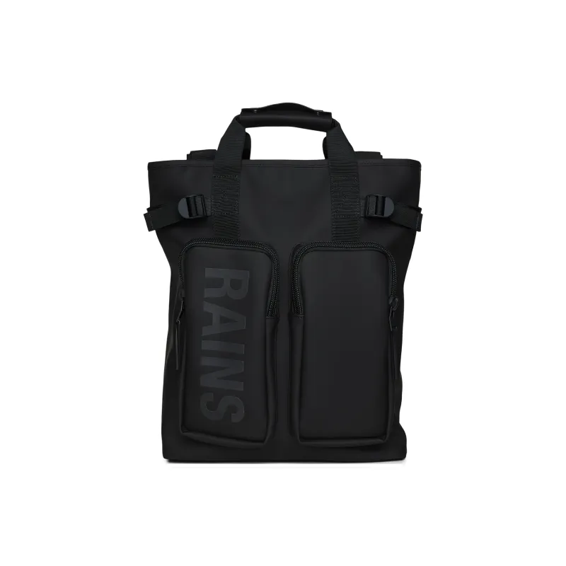 Rains Polyurethane Handbag Backpack Large Size Unisex Black/Green-0