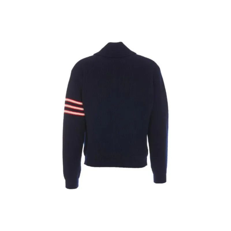BALLY Logo Patch Striped Knitted Jacket-1