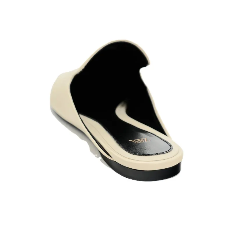 ZARA Slip-Resistant Wrap-toe Slippers Women's Light Beige Yellow-5