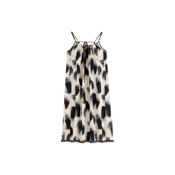 X QINGE Nightgown Summer Women's Black Beige