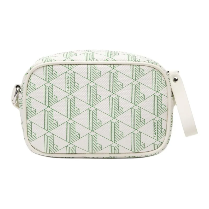 LACOSTE Coated PU Cotton Canvas Shoulder Bag Crossbody Bag Small Size Women's Green-2