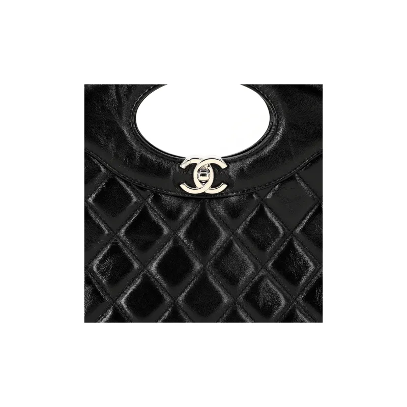 CHANEL Bright Lambskin Crossbody One Shoulder Handbag Trumpets Women's Black-6