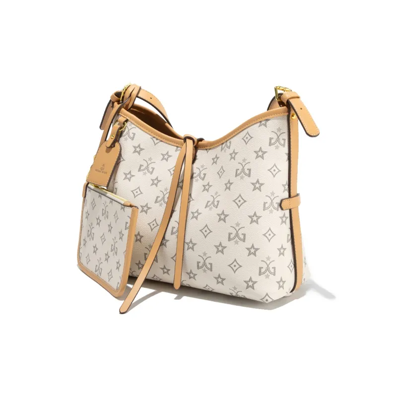 MISS GAIL Synthetic Leather Tote Bag Shopping Bag Handbag Crossbody Bag Shoulder Bag Medium Size Women's White Brown-2