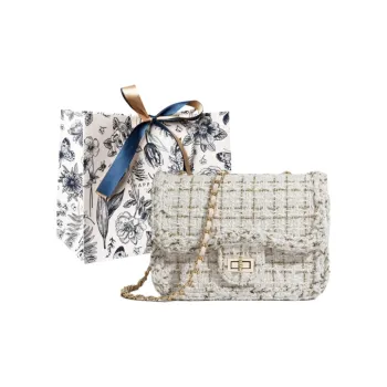 FOUVOR Woven Shoulder Bag Crossbody Bag Medium Size Women's White/Black
