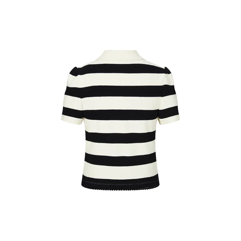 HERLIAN Polo Shirt Women's Black White-1
