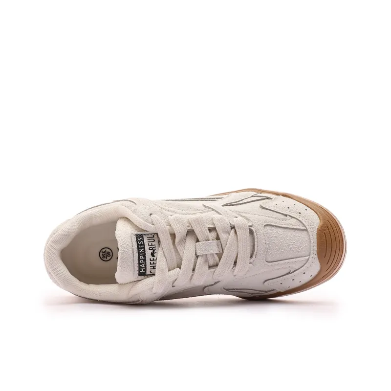 Mengsai Height Increasing Lightweight Breathable Low-Top Casual Skateboard Shoes Unisex Oatmeal Beige-3