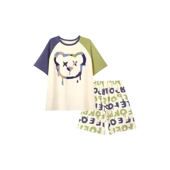 Colorful Pajama Set Men's Contrast