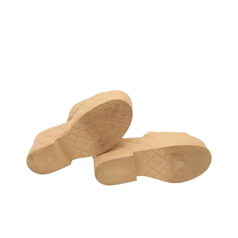 CHANEL Slide Slippers Women's Beige-6