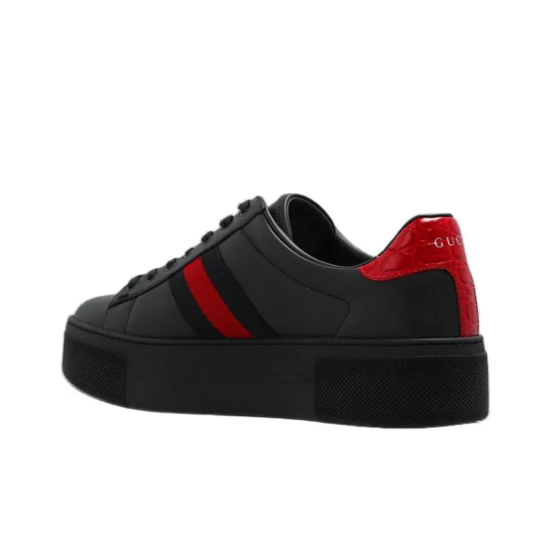 GUCCI ACE Low Top Skateboard Shoes 4.5cm Women's Black-3