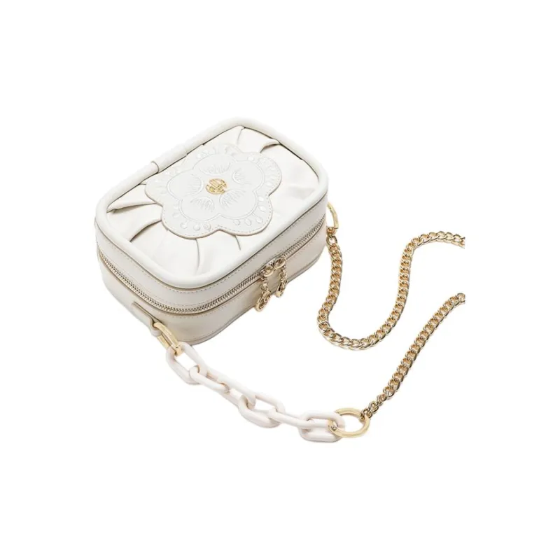 Ancient Yi Xi Cow Leather Small Square Bag, Crossbody Bag Women's Lotus Seed White-4