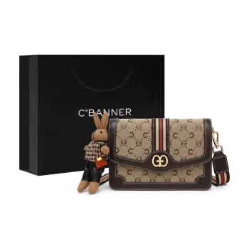 C°BANNER Fabric Shoulder Bag, Small Square Bag, Crossbody Bag, Shoulder Bag Regular Women's Coffee