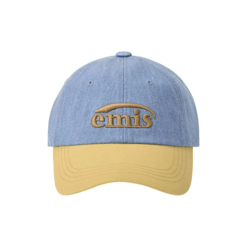 Emis Cotton Baseball Caps Unisex Light Blue Denim/Yellow-2