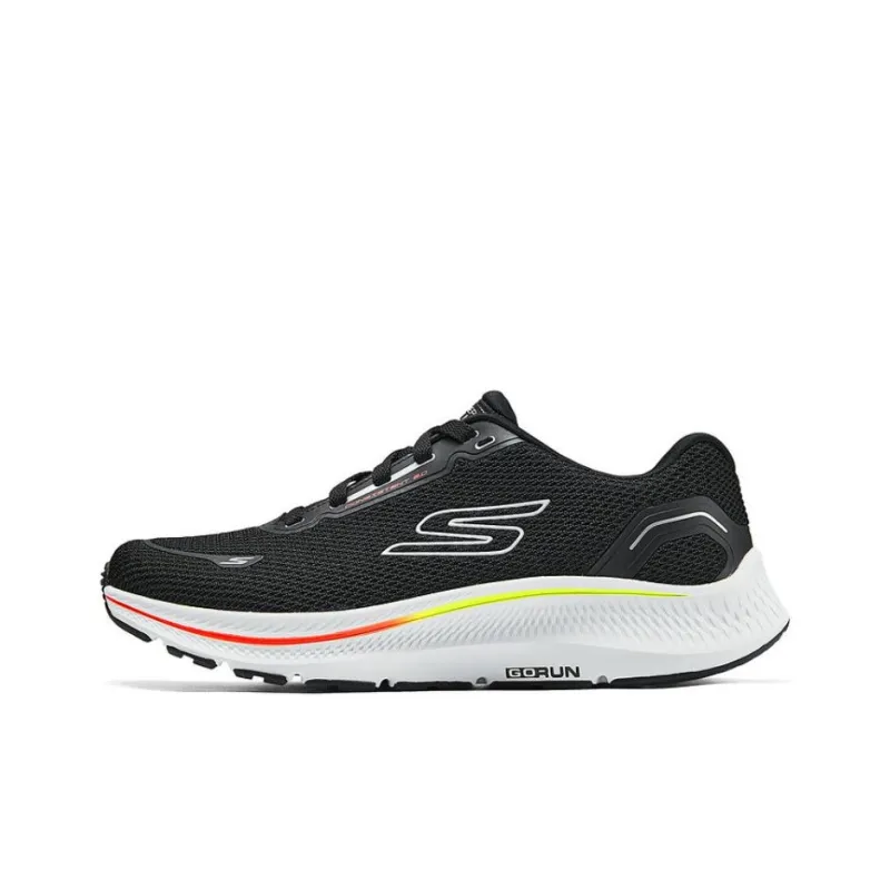 Skechers GO RUN Anti Slip Wear Resistant Low Top Training Shoes Men's Black White-0