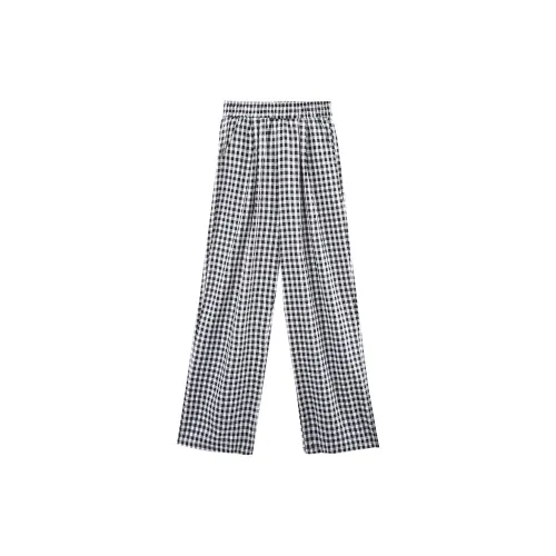 A paradise for awakening Casual Pants Women's Black/White Plaid Fabric