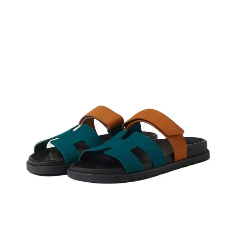HERMES Chypre Slide Slippers Women's Blue-2