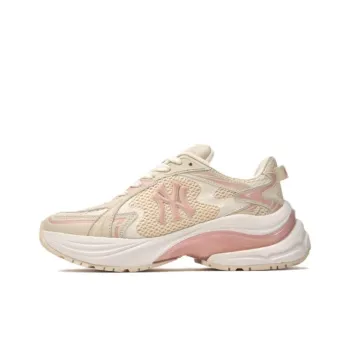MLB New York Yankees Anti Slip Wear Resistant Low Top Casual Running Shoes Unisex Beige Pink