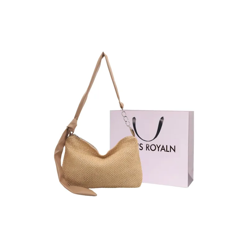 LOUIS ROYALN Woven Crossbody Bag Shoulder Bag Women's White/Black/Khaki/Brown-3