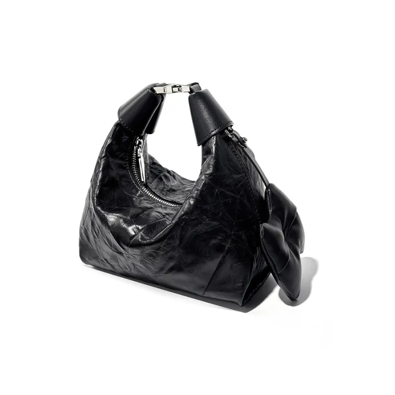 CARTELO Top Grain Cow Leather Shoulder Bag Regular Women's Black Off white-1