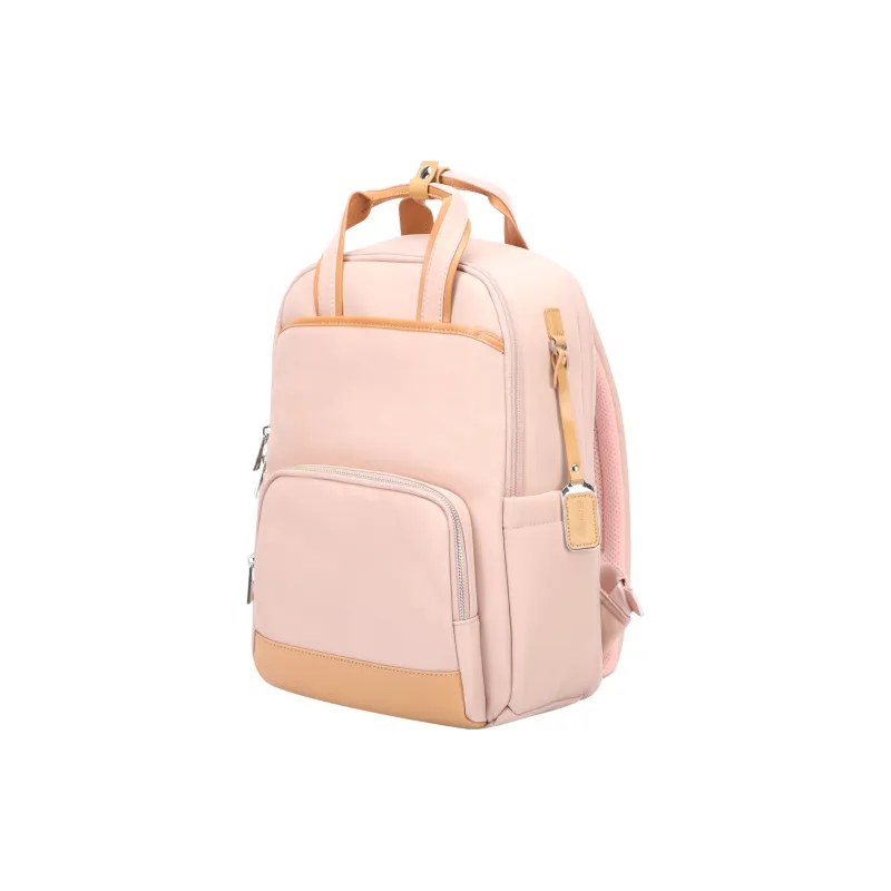 BOPAI Cow Leather Backpacks Backpack Laptop Bags Regular Unisex Black/Pink-6