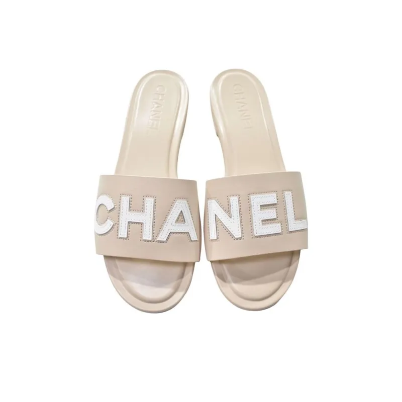 CHANEL Slip-Resistant Slide Slippers Women's Beige-4