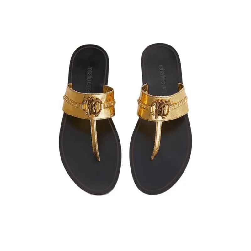 Roberto Cavalli Flip Flops Women's Gold-4