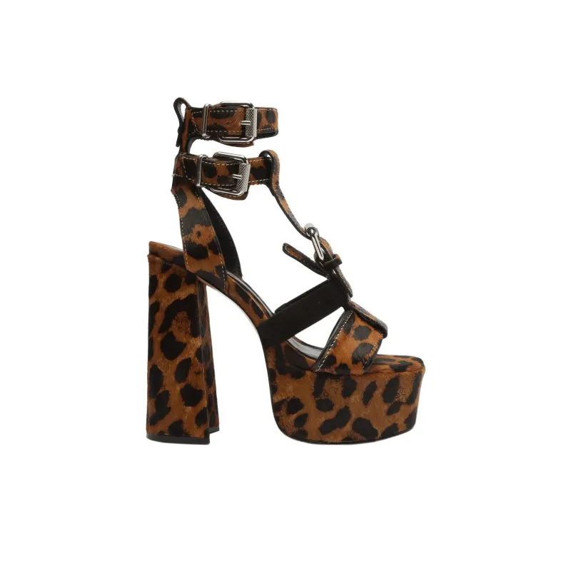 Schutz Chantelle Strap Sandals 14cm Women's Brown Black-1