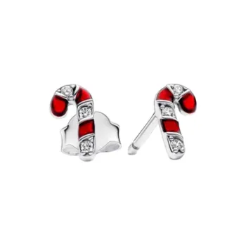 Pandora Sterling Silver Earrings Women's Red