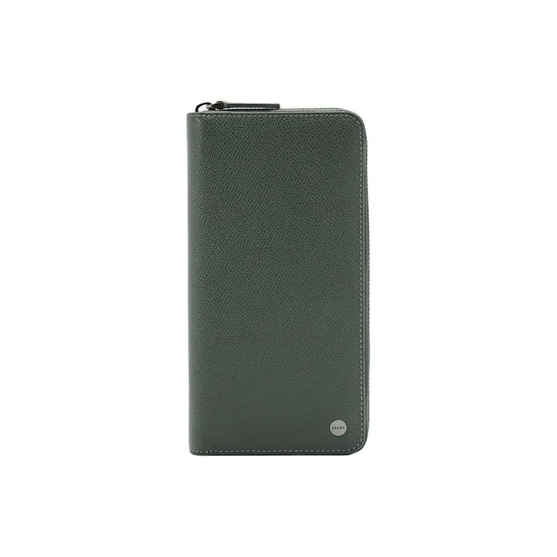 PEDRO Embossed Calfskin Wallet Regular Unisex Army Green-0