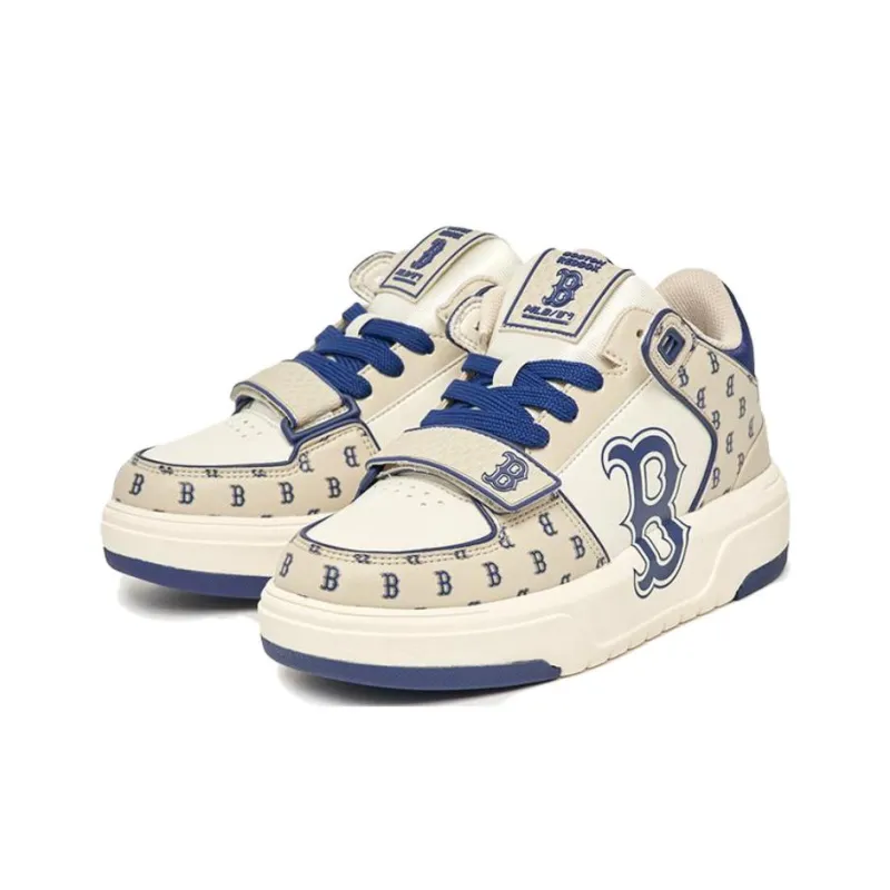MLB Chunky Liner Basic Mid Top Skateboard Shoes Unisex Brown White Blue-2
