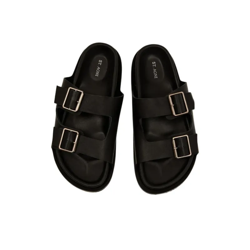 ST. AGNI Slide Slippers Women's Black-4