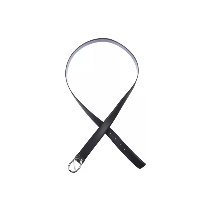 Zegna Logo Buckle Decoration, Smooth Buckle Leather Belts Men's Black-1