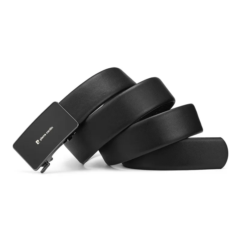 PIERRE CARDIN Top Grain Cow Leather Genuine Leather Belt Men's Black 3.6CM-3