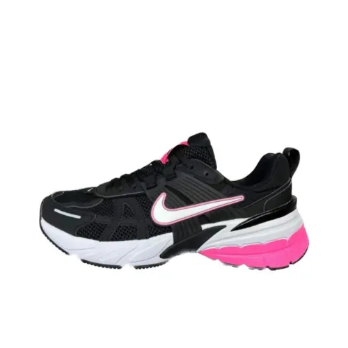 Nike V2K Run Cushioning Anti Slip And Wear Resistant Low Top Running Shoes Men's Black White Pink