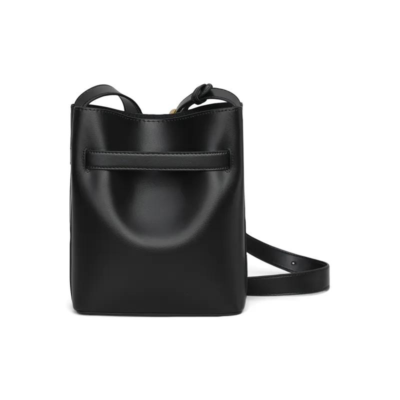 COMELY Cow Leather Patchwork Synthetic Leather Bucket Bags Shoulder Bag Crossbody Bag Regular Women's Black-1