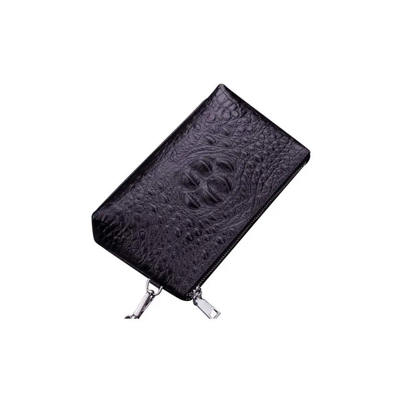 DOSRFINI Cow Leather Casual Street Style Crocodile Pattern Clutch Men's Black-0