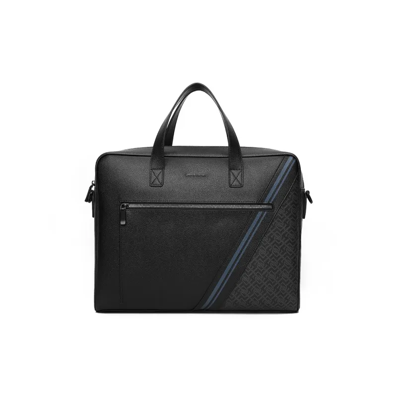 PIERRE CARDIN Large Capacity Computer Cow Leather Briefcase, One Shoulder Handbag, Crossbody Bag Men's-1