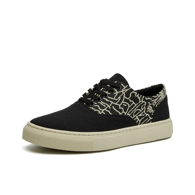 Oak Elephant Low Top Canvas Shoes Men's Black-1