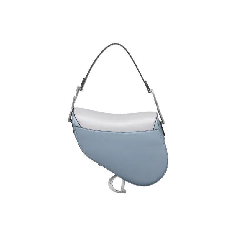 DIOR Saddle Soft Calfskin Saddle Bag Handbag Shoulder Bag Women's Gray & Blue-2