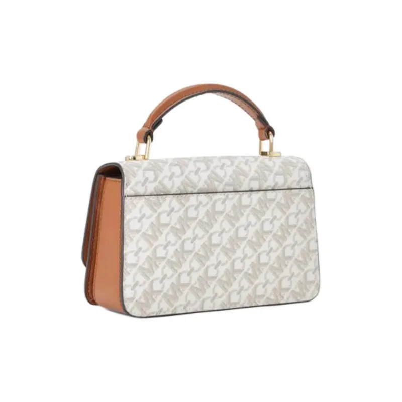 MICHAEL KORS Delancey Canvas With Leather Shoulder Bag, Crossbody Bag, Handbag Small Size Women's Ecru-5