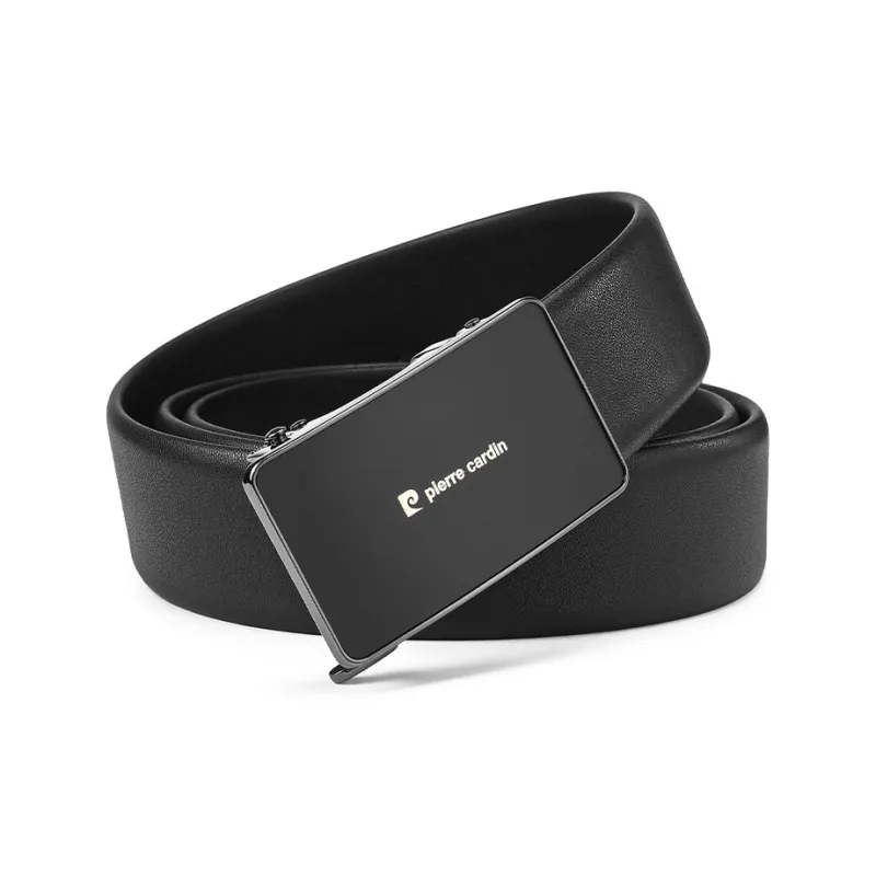 PIERRE CARDIN Top Grain Cow Leather Genuine Leather Belt Men's Black 3.6CM-5