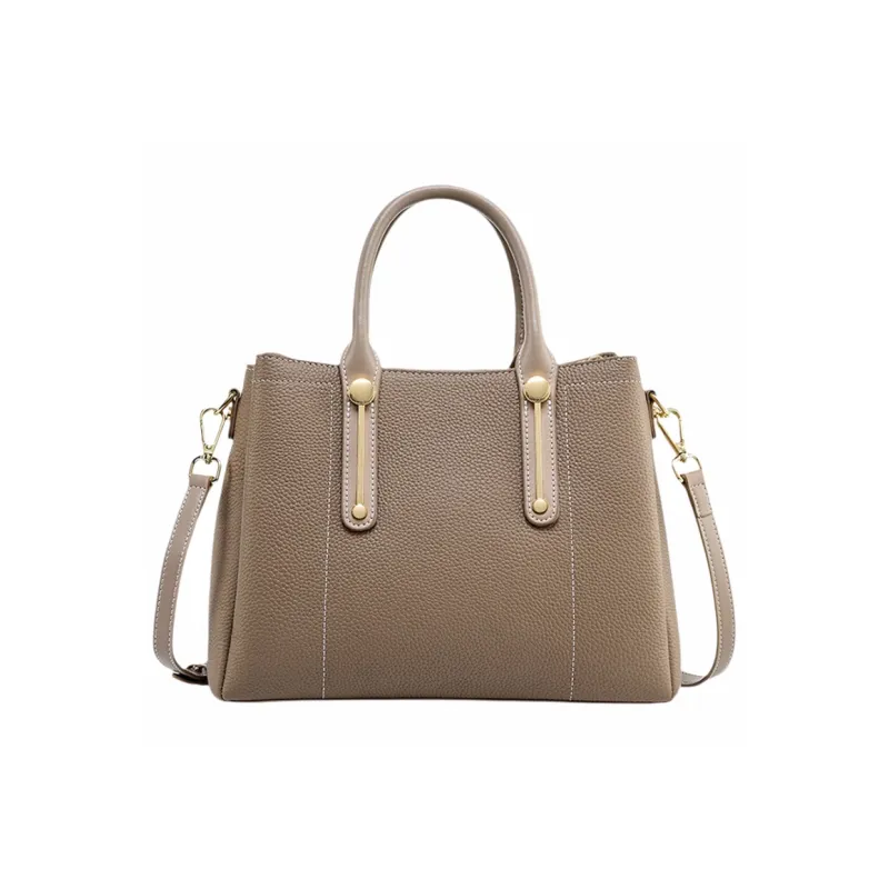 DIFENISE Cow Leather Crossbody Bag Handbag Large Size Unisex Khaki-0