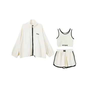 GUKOO Pajama Set Women's Three-Piece Set Oat
