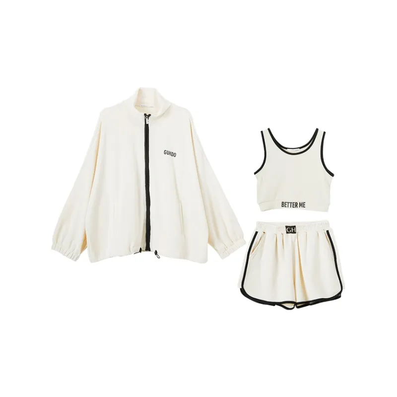 GUKOO Pajama Set Women's Three-Piece Set Oat-0
