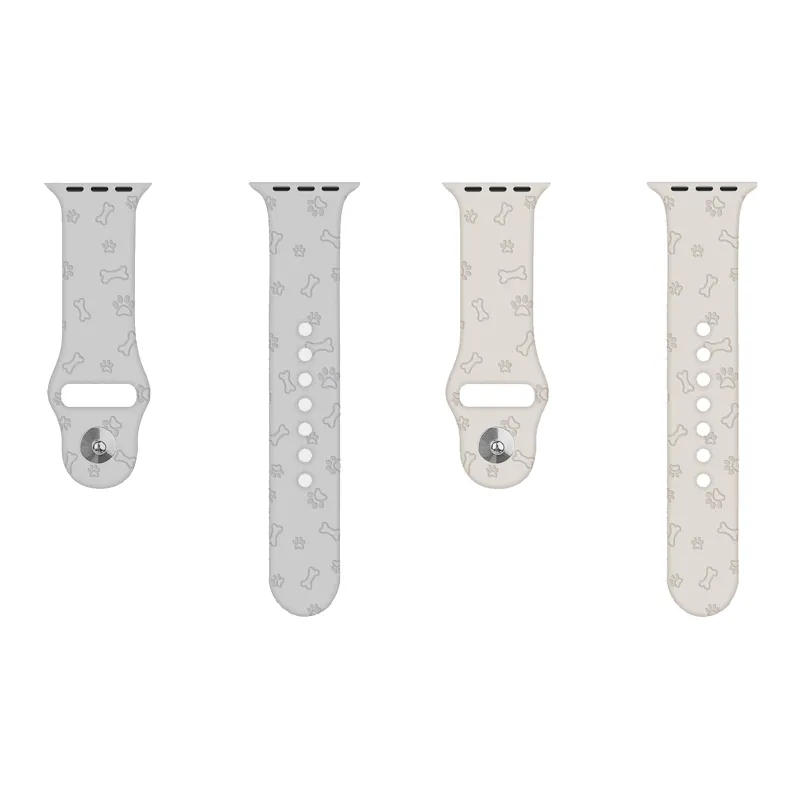 IOTS Cute Puppy Paw-Print Sports Silicone Strap Compatible With Apple Watch Watch Band Unisex-4