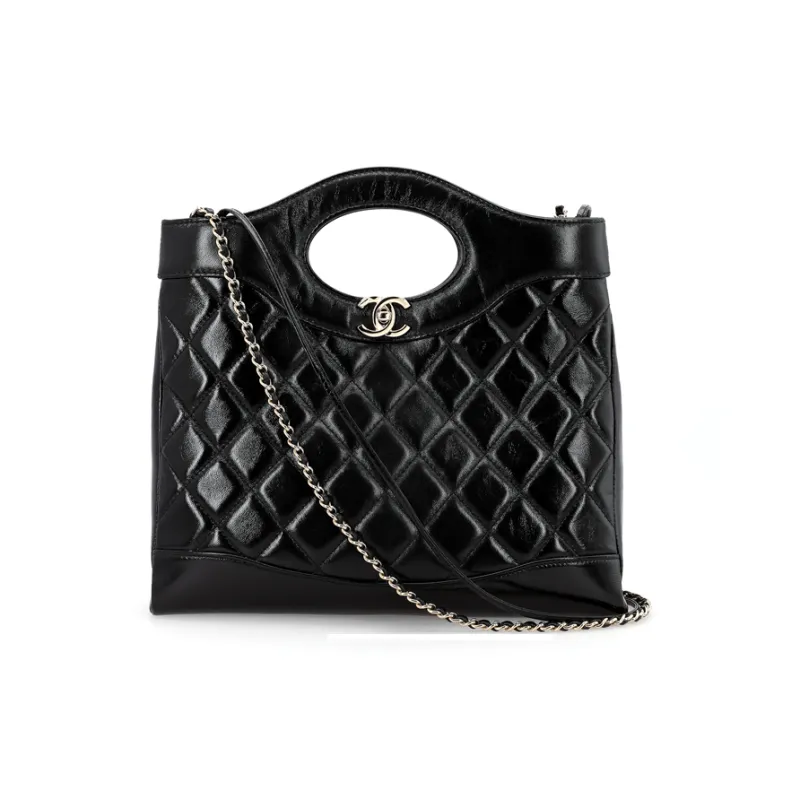 CHANEL Bright Lambskin Crossbody One Shoulder Handbag Trumpets Women's Black-0