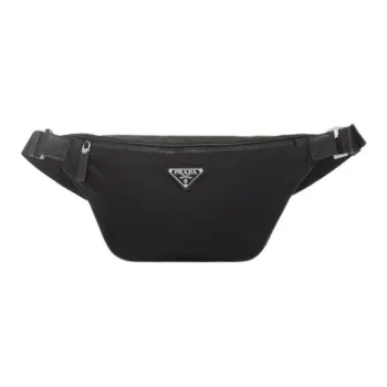 PRADA Re NylonSaffiano Recycled Nylon With Saffiano Leather Crossbody Fanny Pack Men's Black