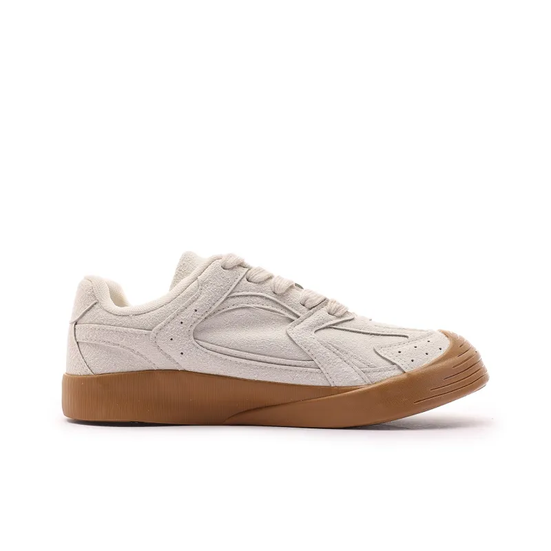 Mengsai Height Increasing Lightweight Breathable Low-Top Casual Skateboard Shoes Unisex Oatmeal Beige-2